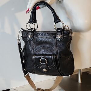 B Makowsky Black Leather Crossbody Bag Small